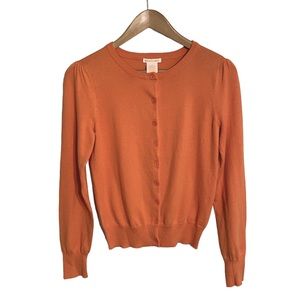 Sweet Romeo Orange Button-Up Cardigan | Soft Preppy Fall Layer | Size Medium